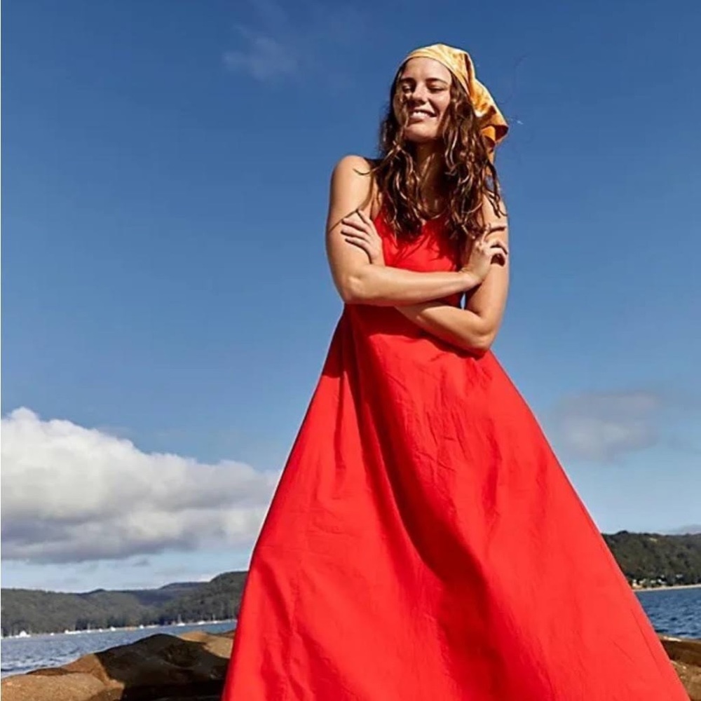 FREE PEOPLE • Red Beachside Tide Maxi Dress